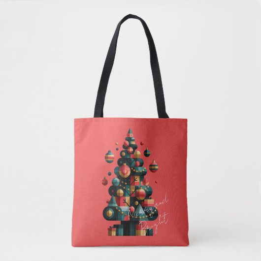 Geometrischer Weihnachtsbaum Tasche (Vorderseite)