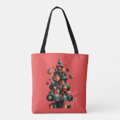 Geometrischer Weihnachtsbaum Tasche (Rückseite)