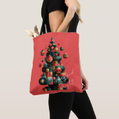 Geometrischer Weihnachtsbaum Tasche (Von Nahem)