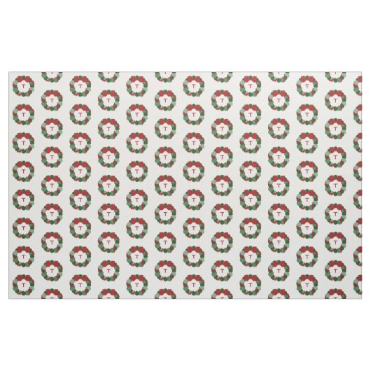Geometrischer Weihnachtskranz mit Monogram-Stoff Stoff (Yard (91,4 cm))