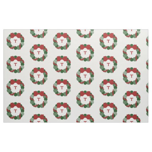 Geometrischer Weihnachtskranz mit Monogram-Stoff Stoff (Fat Quarter (45,7 x 55,9 cm))