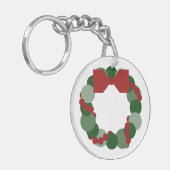Geometrischer Weihnachtskranz Schlüsselanhänger (Vorderseite links)