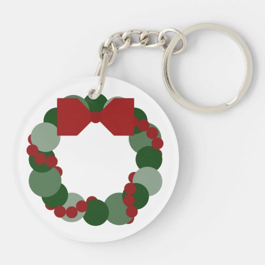 Geometrischer Weihnachtskranz Schlüsselanhänger (Rückseite)