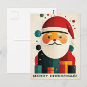 Geometrischer Weihnachtsmann mit Geschenkboxen Postkarte (Vorne/Hinten)