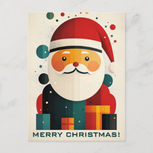 Geometrischer Weihnachtsmann mit Geschenkboxen Postkarte