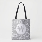 Geometrischer weißer Kreis Silver Glitzer Modern Tasche (Vorderseite)