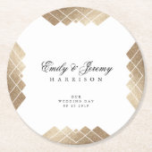 Geometrischer White Gatsby Wedding Table Untersetz Runder Pappuntersetzer (Vorderseite)