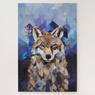 Geometrischer Wolf Berg Puzzle