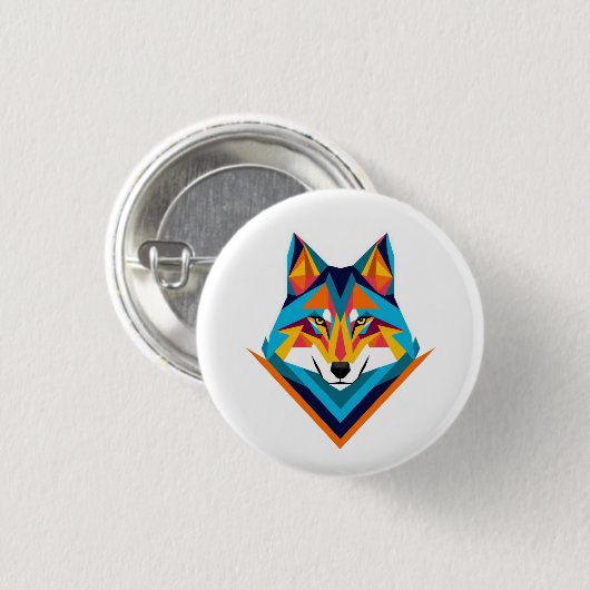 Geometrischer Wolf Button (Vorne & Hinten)