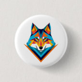 Geometrischer Wolf Button (Vorderseite)