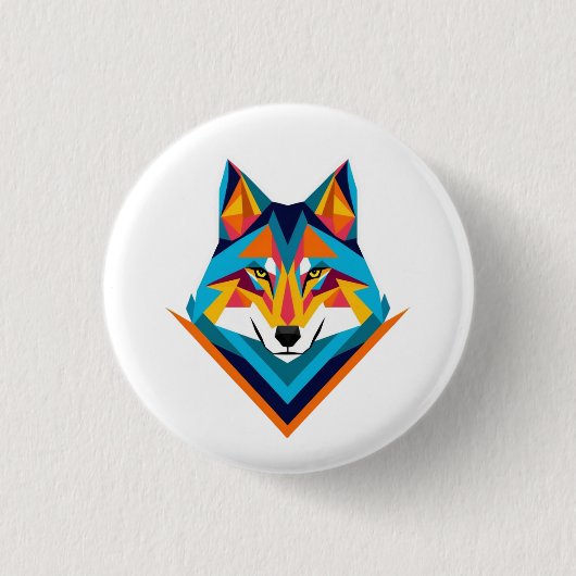 Geometrischer Wolf Button (Vorderseite)