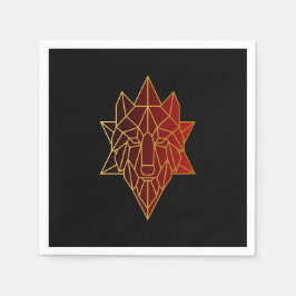 Geometrischer Wolf Goldener Farbverlauf Serviette