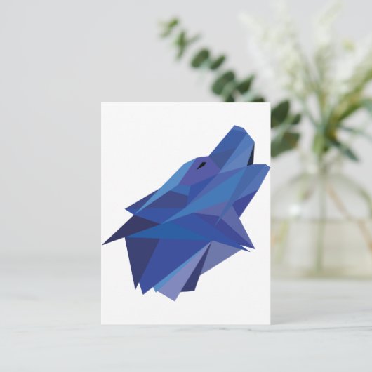 Geometrischer Wolf Postkarte (Stehend Vorderseite)