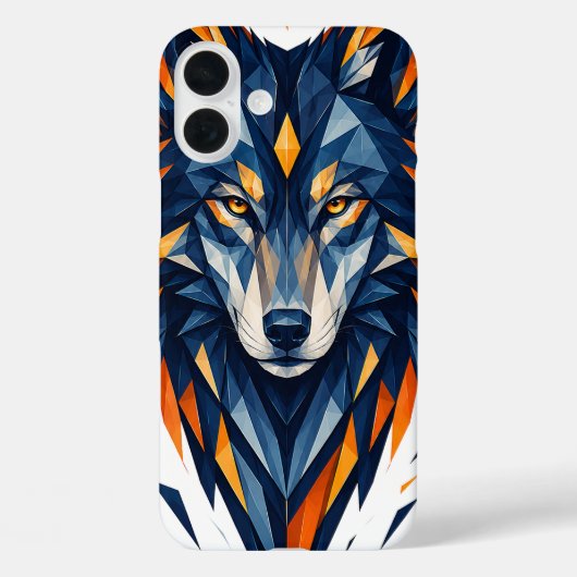 Geometrischer Wolf Schwarz & Orange Polygonal Kuns Case-Mate iPhone Hülle (Rückseite)