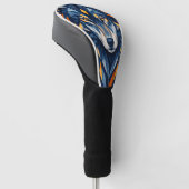 Geometrischer Wolf Schwarz & Orange Polygonal Kuns Golf Headcover (angewinkelt)