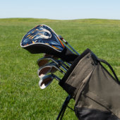 Geometrischer Wolf Schwarz & Orange Polygonal Kuns Golf Headcover (In SItu)