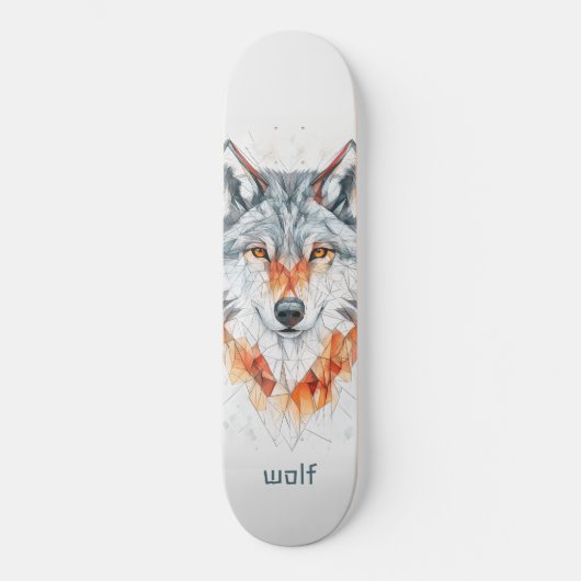 Geometrischer Wolf Skateboard (Vorderseite)