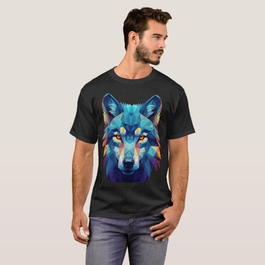 Geometrischer Wolf: Triangle Art Graphic T-Shirt (Vorne ganz)