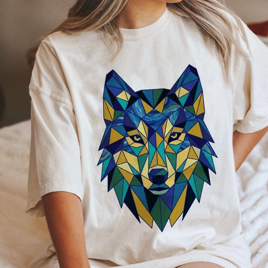 Geometrischer Wolfskopf Polygon-Kunst Tri-Blend Shirt