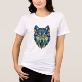 Geometrischer Wolfskopf Polygon-Kunst Tri-Blend Shirt (Vorderseite)