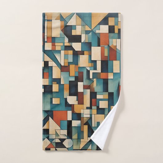 Geometrischer Würfel, abstrakt, Farbdesign. Badhandtuch Set (Handtuch)