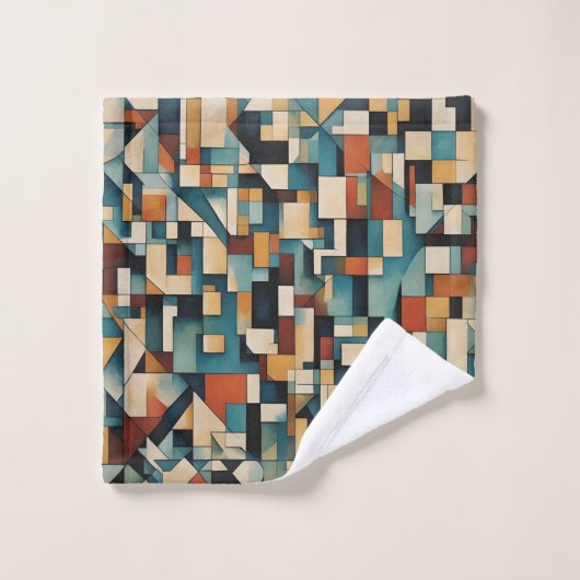 Geometrischer Würfel, abstrakt, Farbdesign. Badhandtuch Set (Waschlappen)