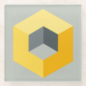 "Geometrischer Würfel Design Glasuntersetzer (Vorderseite)