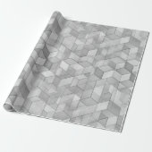 Geometrischer Würfel Grau Silber Abstraktes Muster Geschenkpapier (Ungerollt)