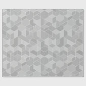 Geometrischer Würfel Grau Silber Abstraktes Muster Geschenkpapier (Flach)