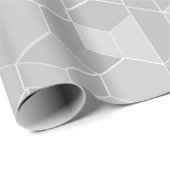 Geometrischer Würfel Grau Silber Abstraktes Muster Geschenkpapier (Rolleneckpunkt)