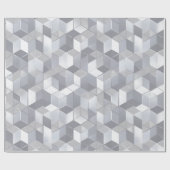 Geometrischer Würfel Grau Silber Abstraktes Muster Geschenkpapier (Flach)