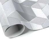 Geometrischer Würfel Grau Silber Abstraktes Muster Geschenkpapier (Rolleneckpunkt)