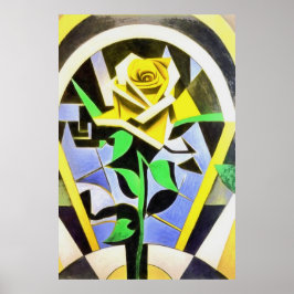 Geometrischer Yellow Rose Stil mit Art Déco Poster