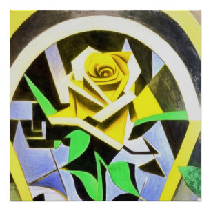 Geometrischer Yellow Rose Stil mit Art Déco Poster
