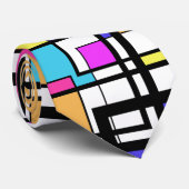 Geometrisches 80er Jahre rosa, grünes Muster Krawatte (Gerollt)