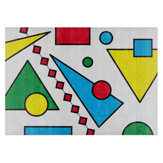 [Geometrisches Abstrakt #1] Fett Primärfarbglas  Schneidebrett (Vorderseite)