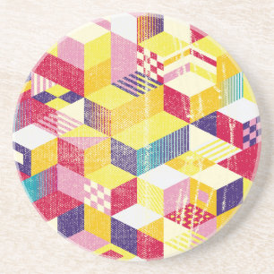 Geometrisches, abstrakt nahtloses Vintages Design. Getränkeuntersetzer