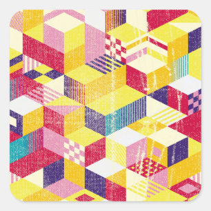 Geometrisches, abstrakt nahtloses Vintages Design. Quadratischer Aufkleber