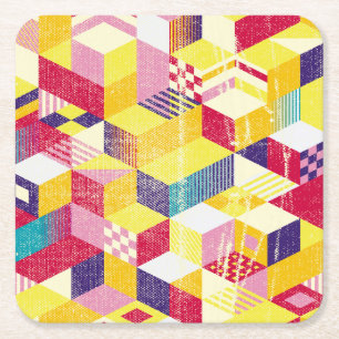 Geometrisches, abstrakt nahtloses Vintages Design. Rechteckiger Pappuntersetzer