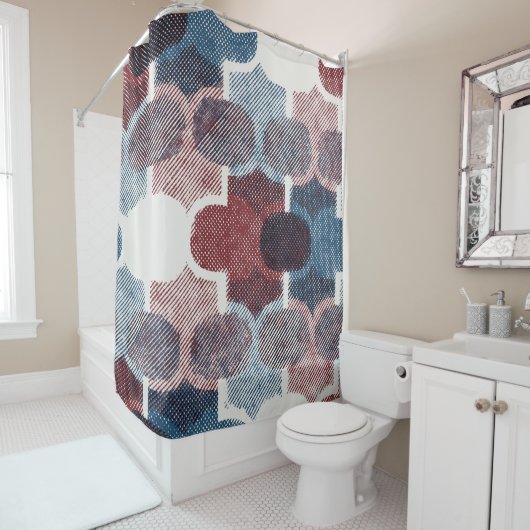 Geometrisches Abstrakt Red Blue Muster Duschvorhang (Beispiel)