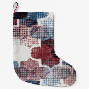 Geometrisches Abstrakt Red Blue Muster Kleiner Weihnachtsstrumpf