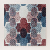 Geometrisches Abstrakt Red Blue Muster Puzzle (Horizontal)
