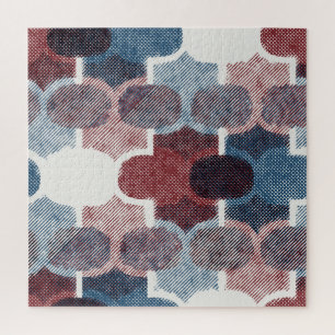 Geometrisches Abstrakt Red Blue Muster Puzzle