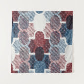 Geometrisches Abstrakt Red Blue Muster Wandteppich (Vorderseite (Horizontal))