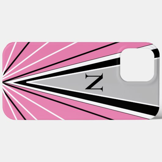 Geometrisches Abstrakt rosa Schwarz-weißes Monogra Case-Mate iPhone Hülle (Rückseite (Horizontal))