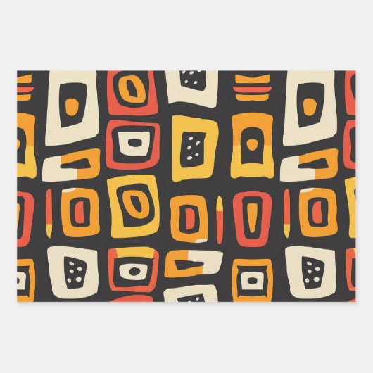 Geometrisches Abstraktes afrikanisches Muster Geschenkpapier Set (Vorderseite 3)