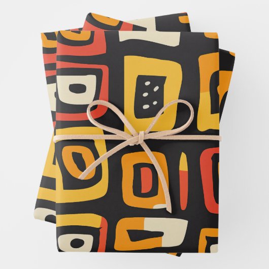 Geometrisches Abstraktes afrikanisches Muster Geschenkpapier Set (Beispiel)
