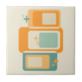 Geometrisches, Abstraktes Aquamarines Orange für R Fliese (Vorderseite)