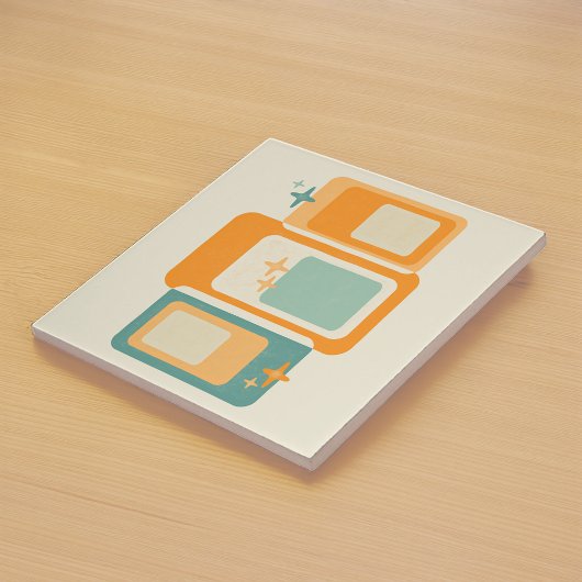 Geometrisches, Abstraktes Aquamarines Orange für R Fliese