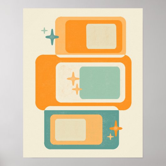 Geometrisches, Abstraktes Aquamarines Orange für R Poster (Vorne)